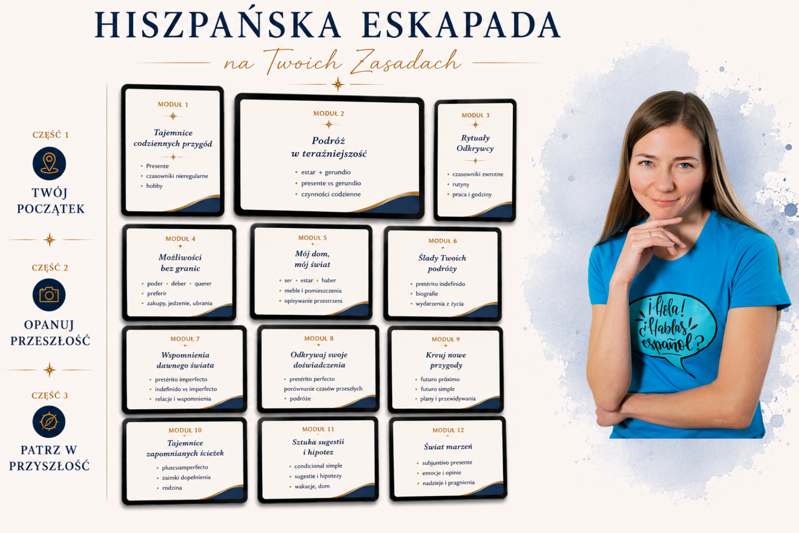 Materiały kursu Hiszpańska Eskapada – widok platformy nauki